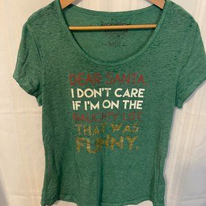 Rocker Girl Dear Santa Green Christmas T-shirt Size XL (104)